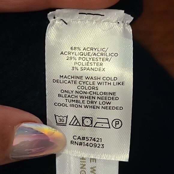 NWT Loft navy blue acrylic cropped sleeveless oversized vneck sweater size xs - Picture 3 of 6